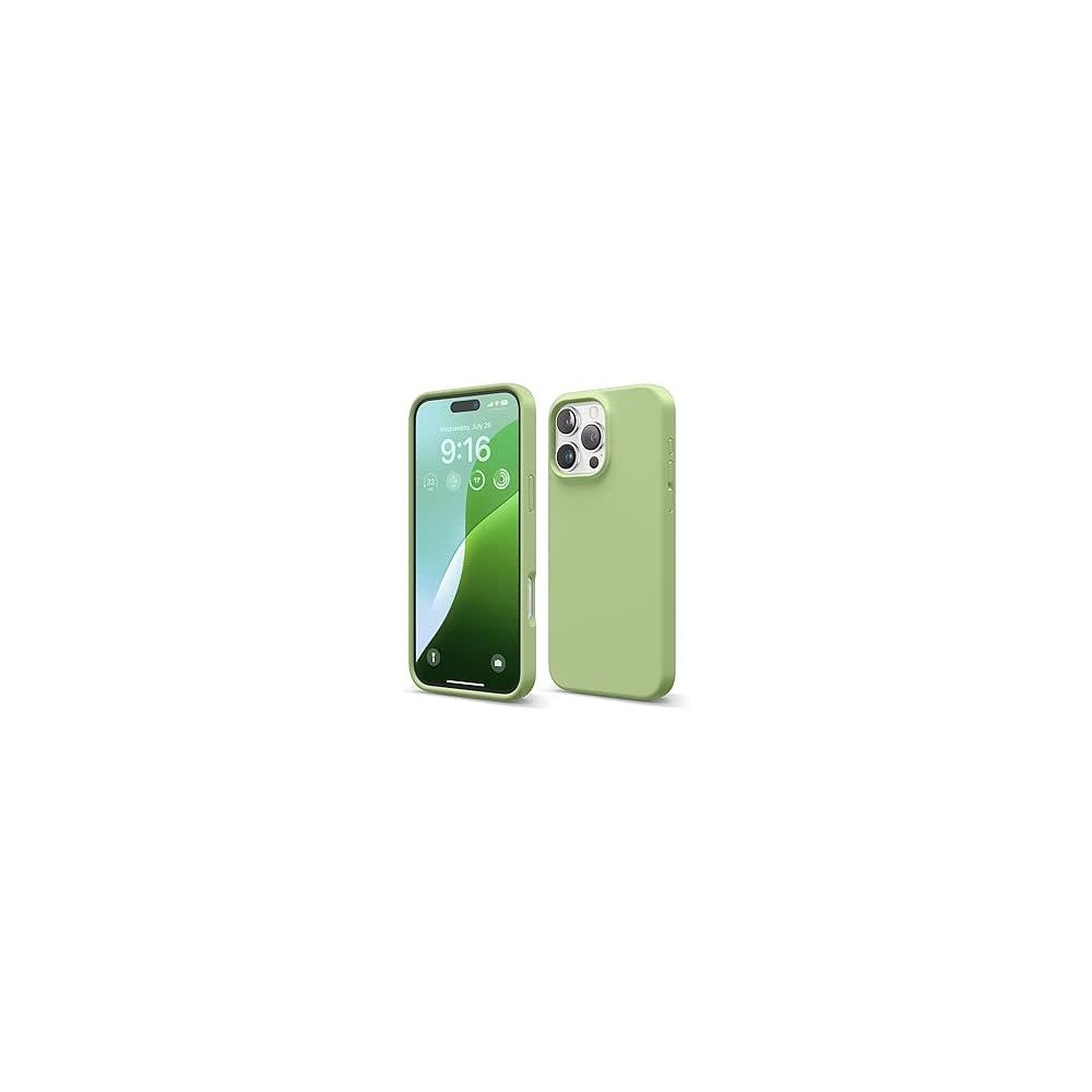 Elago Liquid Silicone For iPhone 16 Pro Max Case Cover Full Body Protection, Shockproof, Slim, Anti-Scratch Soft Microfiber Lining, Pastel Green