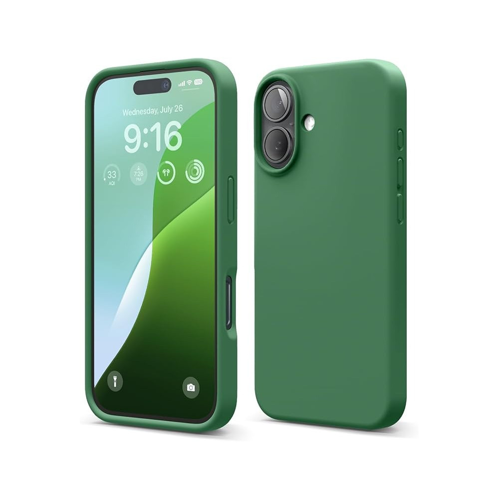 Elago Liquid Silicone For Iphone 16 Case Cover Full Body Protection, Shockproof, Slim, Anti-Scratch Soft Microfiber Lining, Alpine Green