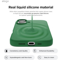 Elago Liquid Silicone For Iphone 16 Case Cover Full Body Protection, Shockproof, Slim, Anti-Scratch Soft Microfiber Lining, Alpine Green