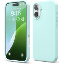 Elago Liquid Silicone For Iphone 16 Case Cover Full Body Protection, Shockproof, Slim, Anti-Scratch Soft Microfiber Lining, Aqua Sky