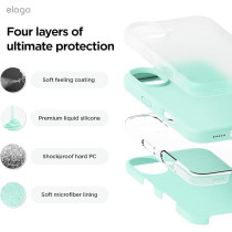 Elago Liquid Silicone For Iphone 16 Case Cover Full Body Protection, Shockproof, Slim, Anti-Scratch Soft Microfiber Lining, Aqua Sky