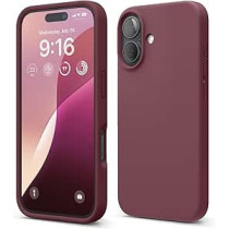 Elago Liquid Silicone For Iphone 16 Case Cover Full Body Protection, Shockproof, Slim, Anti-Scratch Soft Microfiber Lining, Burgundy