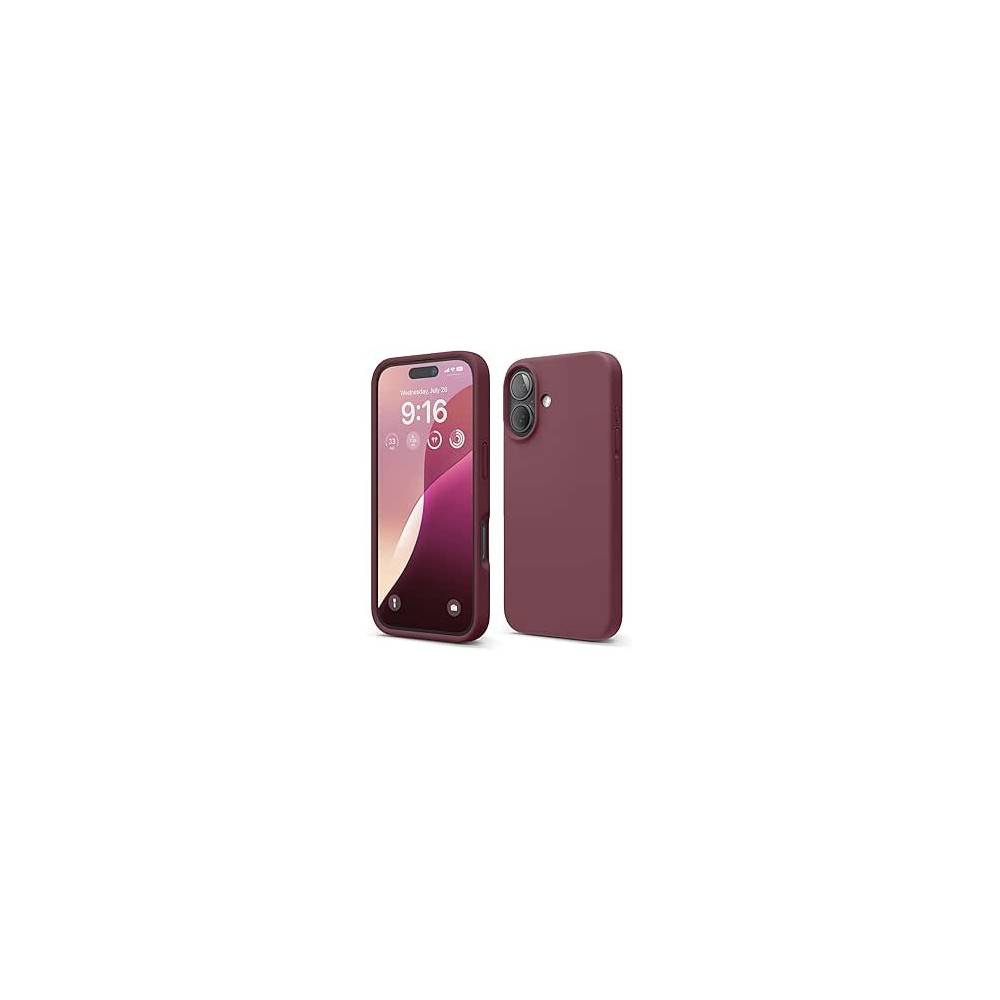 Elago Liquid Silicone For Iphone 16 Case Cover Full Body Protection, Shockproof, Slim, Anti-Scratch Soft Microfiber Lining, Burgundy