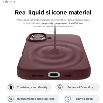 Elago Liquid Silicone For Iphone 16 Case Cover Full Body Protection, Shockproof, Slim, Anti-Scratch Soft Microfiber Lining, Burgundy