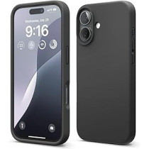 Elago Liquid Silicone For Iphone 16 Case Cover Full Body Protection, Shockproof, Slim, Anti-Scratch Soft Microfiber Lining, Black