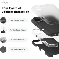 Elago Liquid Silicone For Iphone 16 Case Cover Full Body Protection, Shockproof, Slim, Anti-Scratch Soft Microfiber Lining, Black