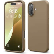 Elago Liquid Silicone For Iphone 16 Case Cover Full Body Protection, Shockproof, Slim, Anti-Scratch Soft Microfiber Lining, Brown