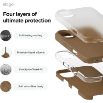 Elago Liquid Silicone For Iphone 16 Case Cover Full Body Protection, Shockproof, Slim, Anti-Scratch Soft Microfiber Lining, Brown