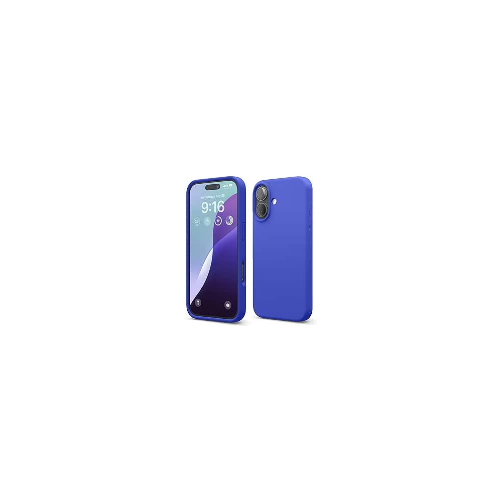 Elago Liquid Silicone For Iphone 16 Case Cover Full Body Protection, Shockproof, Slim, Anti-Scratch Soft Microfiber Lining, Cobalt Blue