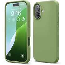 Elago Liquid Silicone For Iphone 16 Case Cover Full Body Protection, Shockproof, Slim, Anti-Scratch Soft Microfiber Lining, Cedar Green