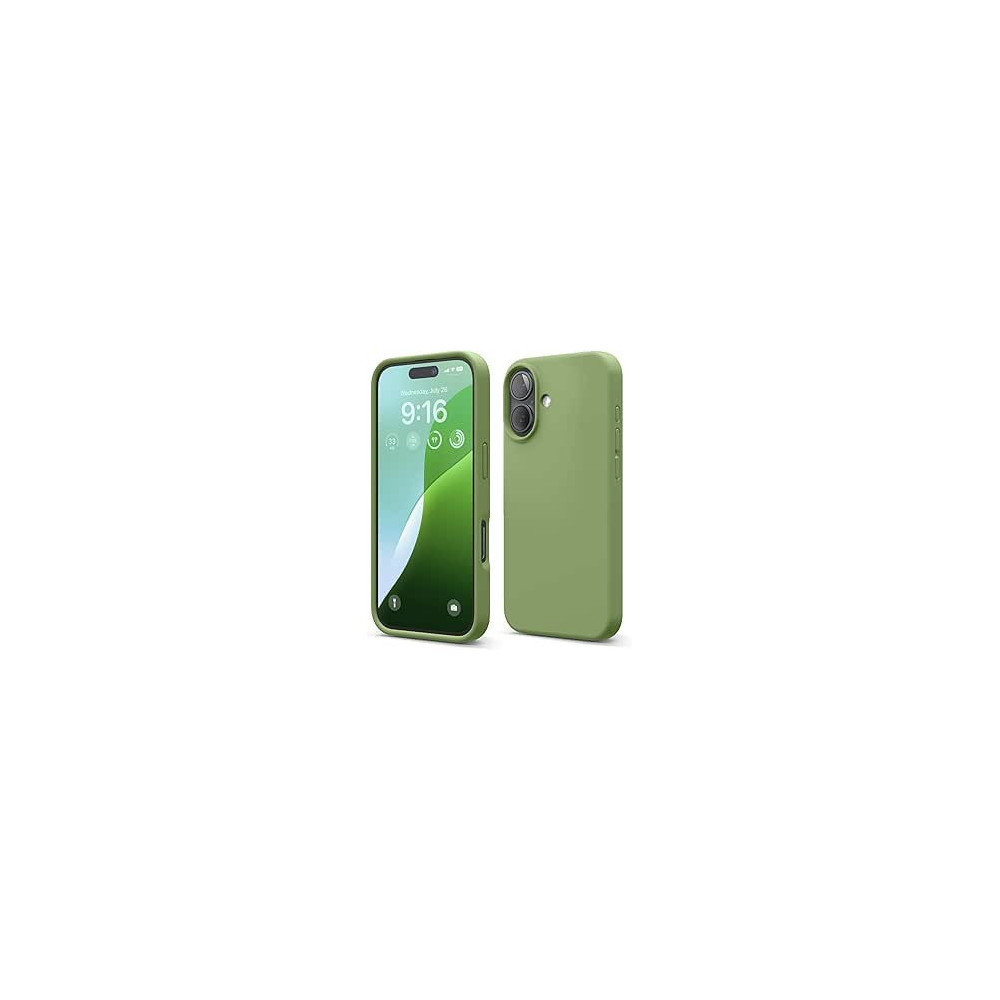 Elago Liquid Silicone For Iphone 16 Case Cover Full Body Protection, Shockproof, Slim, Anti-Scratch Soft Microfiber Lining, Cedar Green