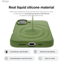 Elago Liquid Silicone For Iphone 16 Case Cover Full Body Protection, Shockproof, Slim, Anti-Scratch Soft Microfiber Lining, Cedar Green