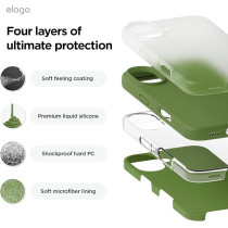 Elago Liquid Silicone For Iphone 16 Case Cover Full Body Protection, Shockproof, Slim, Anti-Scratch Soft Microfiber Lining, Cedar Green