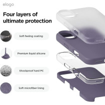 Elago Liquid Silicone For Iphone 16 Case Cover Full Body Protection, Shockproof, Slim, Anti-Scratch Soft Microfiber Lining, Deep Lavender