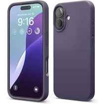Elago Liquid Silicone For Iphone 16 Case Cover Full Body Protection, Shockproof, Slim, Anti-Scratch Soft Microfiber Lining, Deep Purple