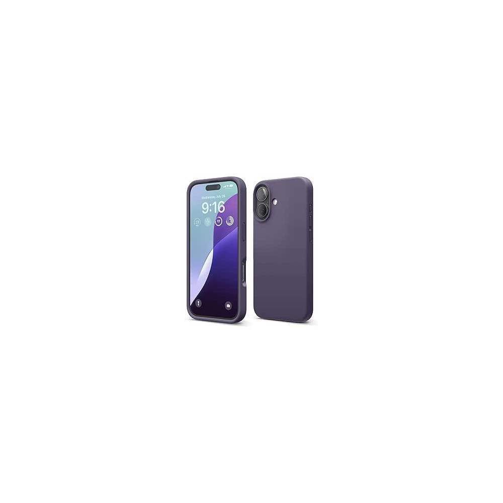 Elago Liquid Silicone For Iphone 16 Case Cover Full Body Protection, Shockproof, Slim, Anti-Scratch Soft Microfiber Lining, Deep Purple