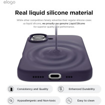 Elago Liquid Silicone For Iphone 16 Case Cover Full Body Protection, Shockproof, Slim, Anti-Scratch Soft Microfiber Lining, Deep Purple