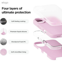 Elago Liquid Silicone For Iphone 16 Case Cover Full Body Protection, Shockproof, Slim, Anti-Scratch Soft Microfiber Lining, Hot Pink