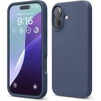 Elago Liquid Silicone For Iphone 16 Case Cover Full Body Protection, Shockproof, Slim, Anti-Scratch Soft Microfiber Lining, Jean Indigo