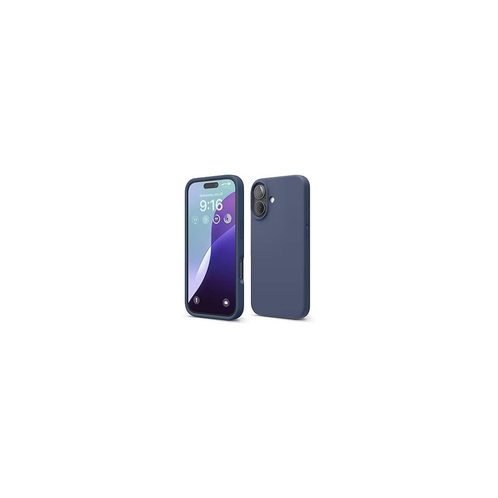 Elago Liquid Silicone For Iphone 16 Case Cover Full Body Protection, Shockproof, Slim, Anti-Scratch Soft Microfiber Lining, Jean Indigo