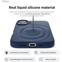 Elago Liquid Silicone For Iphone 16 Case Cover Full Body Protection, Shockproof, Slim, Anti-Scratch Soft Microfiber Lining, Jean Indigo