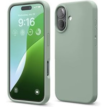 Elago Liquid Silicone For Iphone 16 Case Cover Full Body Protection, Shockproof, Slim, Anti-Scratch Soft Microfiber Lining, Khaki Green