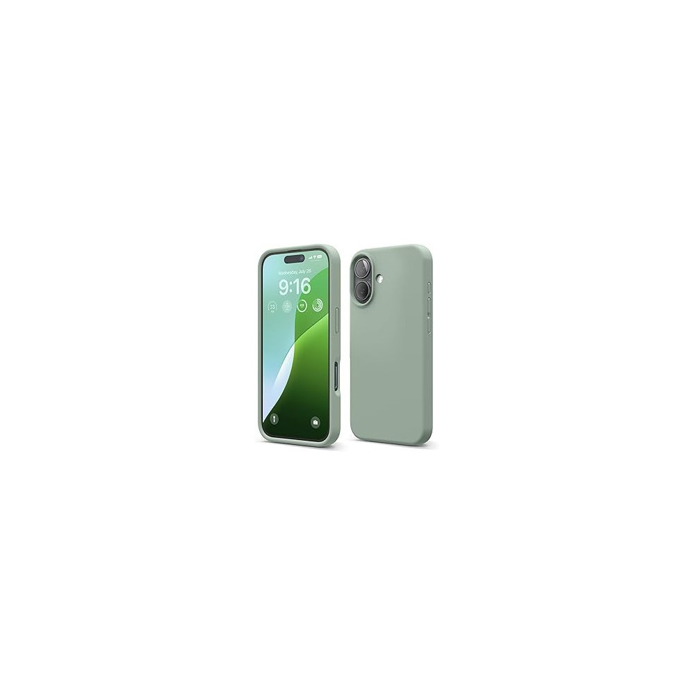 Elago Liquid Silicone For Iphone 16 Case Cover Full Body Protection, Shockproof, Slim, Anti-Scratch Soft Microfiber Lining, Khaki Green