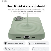 Elago Liquid Silicone For Iphone 16 Case Cover Full Body Protection, Shockproof, Slim, Anti-Scratch Soft Microfiber Lining, Khaki Green