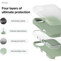 Elago Liquid Silicone For Iphone 16 Case Cover Full Body Protection, Shockproof, Slim, Anti-Scratch Soft Microfiber Lining, Khaki Green