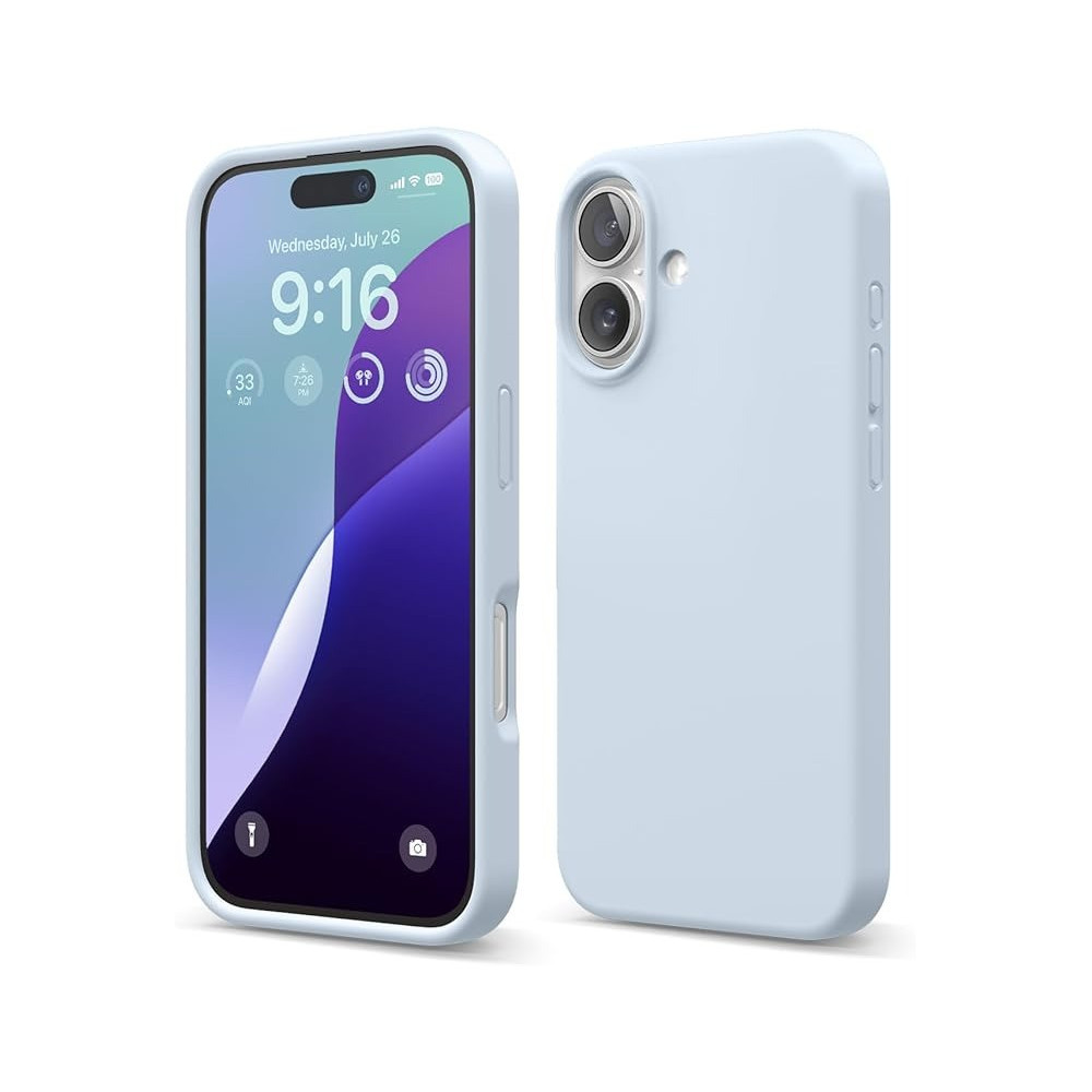 Elago Liquid Silicone For Iphone 16 Case Cover Full Body Protection, Shockproof, Slim, Anti-Scratch Soft Microfiber Lining, Light Blue