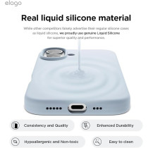Elago Liquid Silicone For Iphone 16 Case Cover Full Body Protection, Shockproof, Slim, Anti-Scratch Soft Microfiber Lining, Light Blue