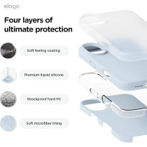 Elago Liquid Silicone For Iphone 16 Case Cover Full Body Protection, Shockproof, Slim, Anti-Scratch Soft Microfiber Lining, Light Blue