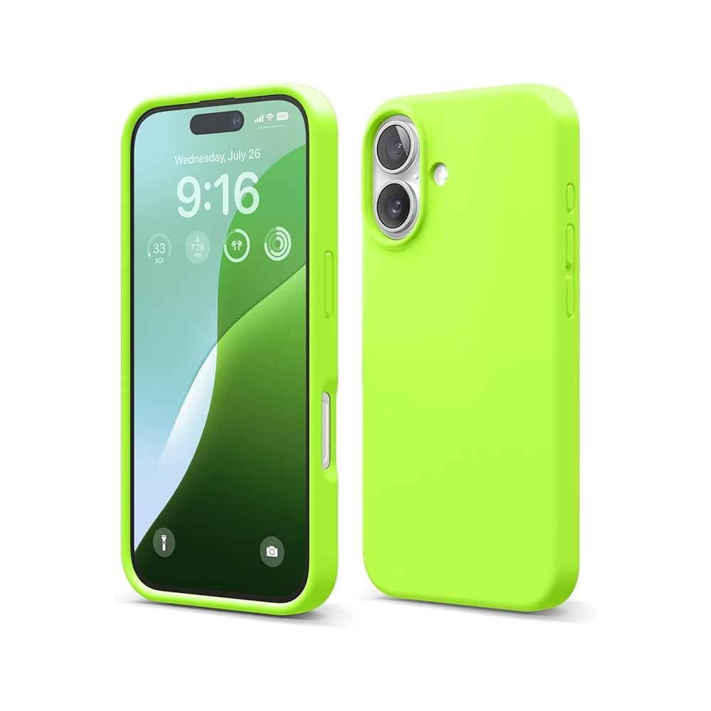 Elago Liquid Silicone For Iphone 16 Case Cover Full Body Protection, Shockproof, Slim, Anti-Scratch Soft Microfiber Lining, Lime Green