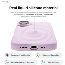 Elago Liquid Silicone For Iphone 16 Case Cover Full Body Protection, Shockproof, Slim, Anti-Scratch Soft Microfiber Lining, Light Lilac