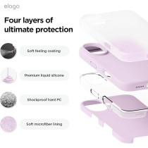 Elago Liquid Silicone For Iphone 16 Case Cover Full Body Protection, Shockproof, Slim, Anti-Scratch Soft Microfiber Lining, Light Lilac