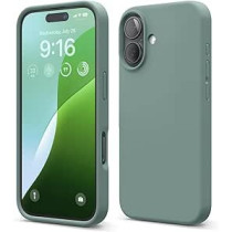 Elago Liquid Silicone For Iphone 16 Case Cover Full Body Protection, Shockproof, Slim, Anti-Scratch Soft Microfiber Lining, Midnight Green