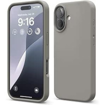 Elago Liquid Silicone For Iphone 16 Case Cover Full Body Protection, Shockproof, Slim, Anti-Scratch Soft Microfiber Lining, Medium Gray