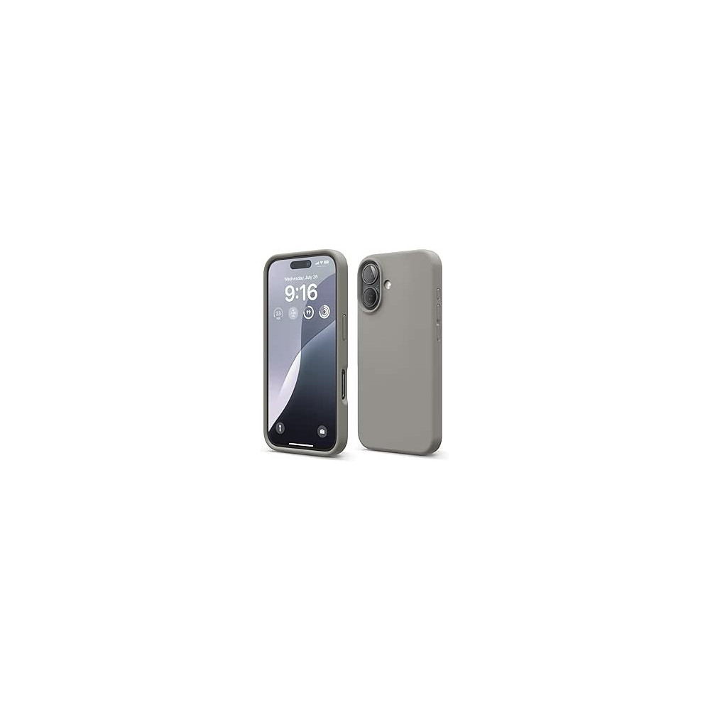 Elago Liquid Silicone For Iphone 16 Case Cover Full Body Protection, Shockproof, Slim, Anti-Scratch Soft Microfiber Lining, Medium Gray