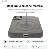 Elago Liquid Silicone For Iphone 16 Case Cover Full Body Protection, Shockproof, Slim, Anti-Scratch Soft Microfiber Lining, Medium Gray