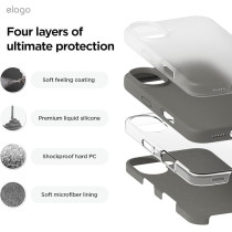 Elago Liquid Silicone For Iphone 16 Case Cover Full Body Protection, Shockproof, Slim, Anti-Scratch Soft Microfiber Lining, Medium Gray
