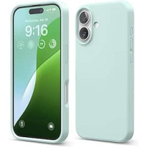 Elago Liquid Silicone For Iphone 16 Case Cover Full Body Protection, Shockproof, Slim, Anti-Scratch Soft Microfiber Lining, Mint