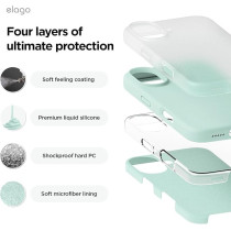 Elago Liquid Silicone For Iphone 16 Case Cover Full Body Protection, Shockproof, Slim, Anti-Scratch Soft Microfiber Lining, Mint