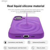 Elago Liquid Silicone For Iphone 16 Case Cover Full Body Protection, Shockproof, Slim, Anti-Scratch Soft Microfiber Lining, Neon Purple