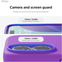 Elago Liquid Silicone For Iphone 16 Case Cover Full Body Protection, Shockproof, Slim, Anti-Scratch Soft Microfiber Lining, Neon Purple