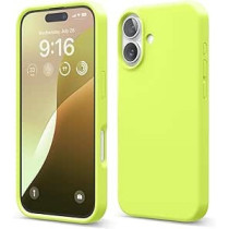 Elago Liquid Silicone For Iphone 16 Case Cover Full Body Protection, Shockproof, Slim, Anti-Scratch Soft Microfiber Lining, Neon Yellow
