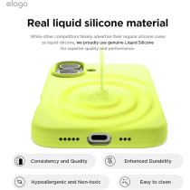 Elago Liquid Silicone For Iphone 16 Case Cover Full Body Protection, Shockproof, Slim, Anti-Scratch Soft Microfiber Lining, Neon Yellow