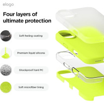 Elago Liquid Silicone For Iphone 16 Case Cover Full Body Protection, Shockproof, Slim, Anti-Scratch Soft Microfiber Lining, Neon Yellow
