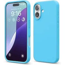 Elago Liquid Silicone For Iphone 16 Case Cover Full Body Protection, Shockproof, Slim, Anti-Scratch Soft Microfiber Lining, Ocean Blue