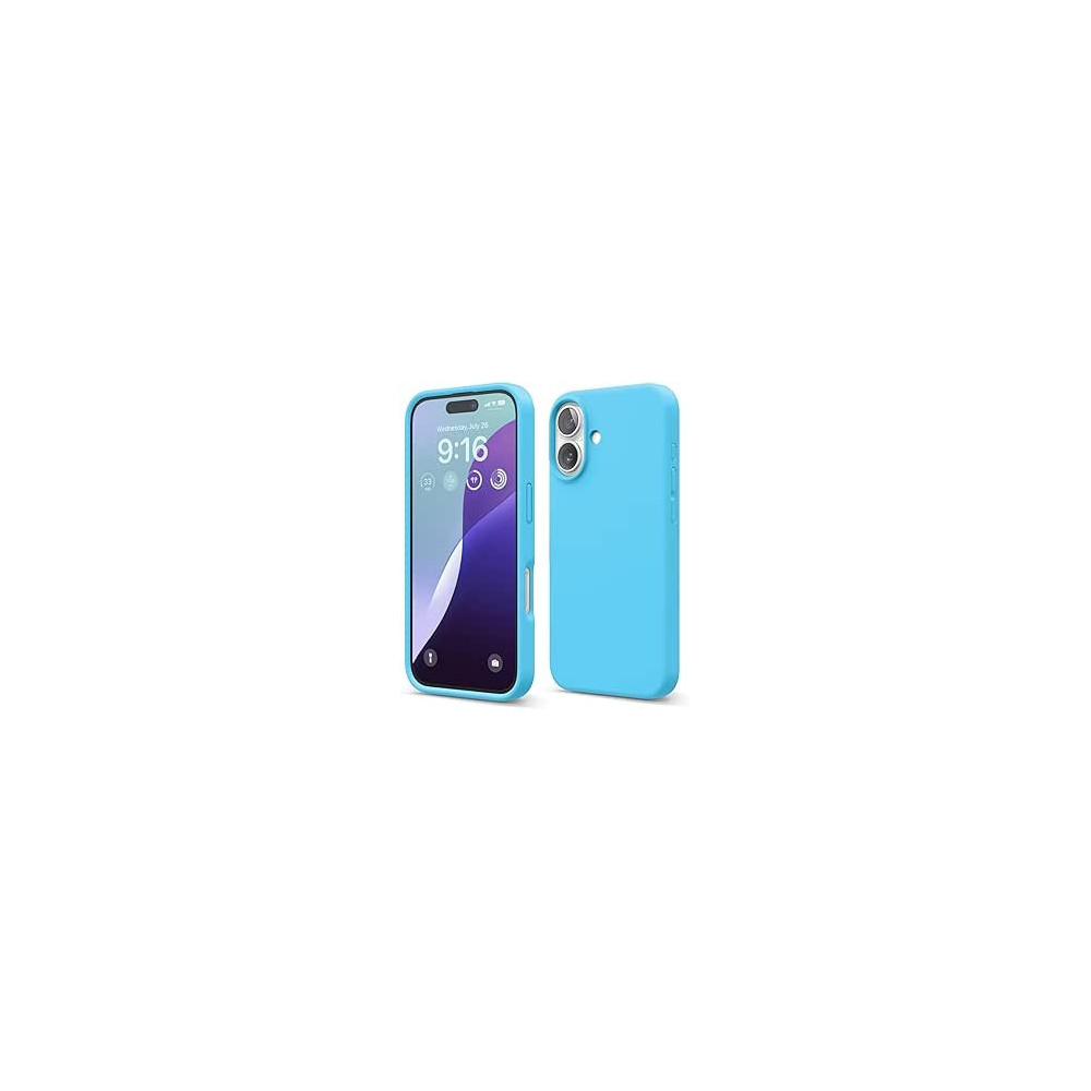 Elago Liquid Silicone For Iphone 16 Case Cover Full Body Protection, Shockproof, Slim, Anti-Scratch Soft Microfiber Lining, Ocean Blue