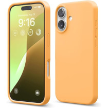Elago Liquid Silicone For Iphone 16 Case Cover Full Body Protection, Shockproof, Slim, Anti-Scratch Soft Microfiber Lining, Orange